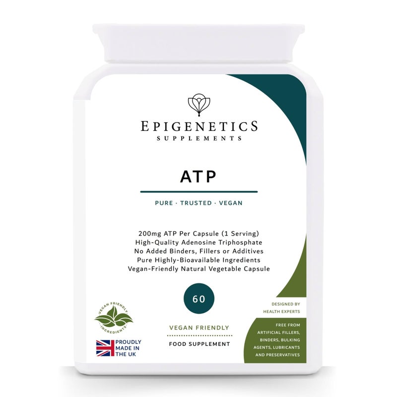ATP Capsules | 200mg Adenosine Triphosphate Disodium | 60 Capsules | Vegan Friendly UK Made | 1 Capsule Daily | 2 Months Supply
